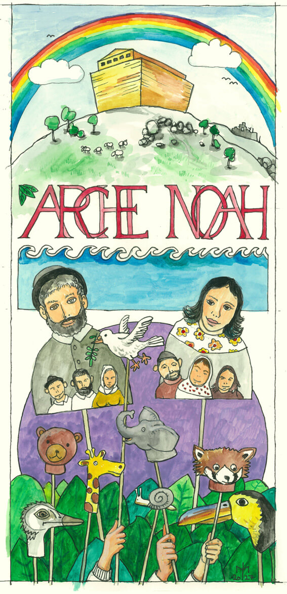 Arche Noah Plakat, Auftragsarbeit für ein Kindertheaterprojekt